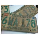 Lot of (11) Minnesota Embossed Vintage License Plates - green blue and red