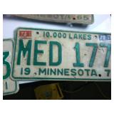 Lot of (11) Minnesota Embossed Vintage License Plates - green blue and red
