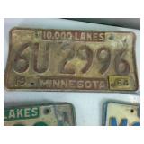 Lot of (5) Embossed MN License Plates "10,000" lakes
