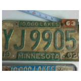 Lot of (5) Minnesota Embossed Plates (10,000 Lakes)