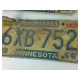 Lot of (5) Minnesota Embossed License Plates from 1960