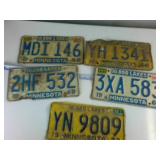 Minnesota Embossed License Plate Collection:  (5) plates from the 1960