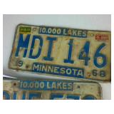 Minnesota Embossed License Plate Collection:  (5) plates from the 1960