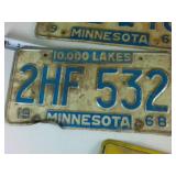 Minnesota Embossed License Plate Collection:  (5) plates from the 1960