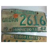 Four embossed Minnesota License Plates "Urban" (Rare plate)