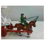 Vintage Cast Iron Horse-Drawn Ice Wagons Collectible Lot (2 Pieces - one large, one small)