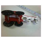 Vintage Cast Iron Horse-Drawn Ice Wagons Collectible Lot (2 Pieces - one large, one small)