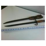 WWII Imperial Japanese Arisaka Type 30 Bayonet with Scabbard & Leather Frog (Rare)