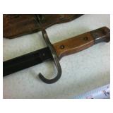 WWII Imperial Japanese Arisaka Type 30 Bayonet with Scabbard & Leather Frog (Rare)