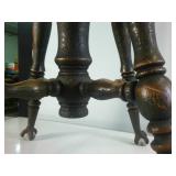 Antique Adjustable Stool made of hardwood with clawfeet