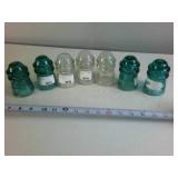 Vintage Telegraph Glass Insulators Collection - Aqua & Clear (7 Pieces)