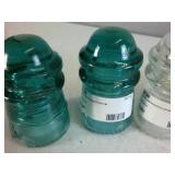 Vintage Telegraph Glass Insulators Collection - Aqua & Clear (7 Pieces)