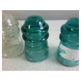 Vintage Telegraph Glass Insulators Collection - Aqua & Clear (7 Pieces)