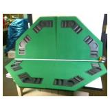 Folding Octagonal Poker & Card Table Top Mat with Integrated Cup Holders