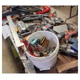 TOOLS MEGA LOT!  Power tools, hand tools, garden tools, tool box, vintage iron, welding gloves, pipe cutters, wrenches, more!