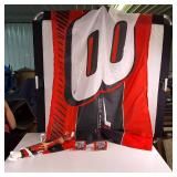 Dale Earnhardt Jr. Mixed Lot:  Huge Flag, Flag Banner Finish flags, and 2 model cars