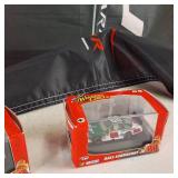 Dale Earnhardt Jr. Mixed Lot:  Huge Flag, Flag Banner Finish flags, and 2 model cars