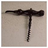 Antique Corkscrew  metal with wooden handle