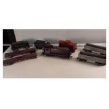 Lot of (8) Railroad Cars made in USA  Coal engine flatbeds and Cargo Cars - Santa Fe Locomotive Engine