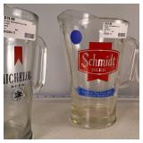 Vintage Set of (4) Gallon sized glass pitchers  Michelob Schlitz Schmidt