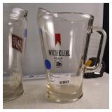 Vintage Set of (4) Gallon sized glass pitchers  Michelob Schlitz Schmidt