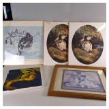 Large lot of  paintings and prints including Ptarmigan  Annette Hartyell