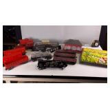 Vintage Railroad Cars (O gauge) Girard Depot and cars including an amazing Lionel 027 Engine