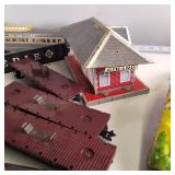Vintage Railroad Cars (O gauge) Girard Depot and cars including an amazing Lionel 027 Engine