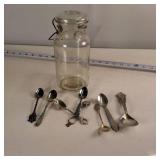 Mini Spoon Collection and Glass top jar  Norge Copenhagen, etc.