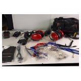 Race track Headphones and two way radio  including Daytona 500 Pass Carriers