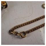 Two unique Vintage gold plated chains and a vintage folding pocket knife