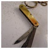 Two unique Vintage gold plated chains and a vintage folding pocket knife