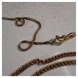 Two unique Vintage gold plated chains and a vintage folding pocket knife