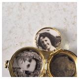 Vintage Victorian Enamel pocketwatch locket - 4 photos - hidden compartment - Antique Fleur de lis Brooch