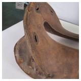 Unique Vintage Leather Saddle with hackamore and rusty shoe