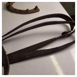 Unique Vintage Leather Saddle with hackamore and rusty shoe