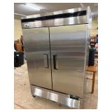 Commercial Two door Refrigerator on heavy duty castors.