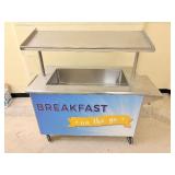 Stainless steel breakfast display cart on heavy duty castors