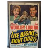 Vintage Life Begins at Eight-Thirty Unframed Poster - Monty Woolley & Ida Lupino