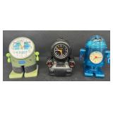 Robot Alarm Clocks Casio AC-100, Rhythm & Sharper Image (Lot of 3)