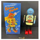 Vintage Space Captain Tin Wind-Up Robot MS 402 With Box & Key