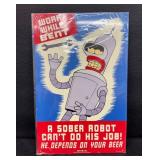 NEW Futurama Bender Tin Sign Rocket USA Work While Bent