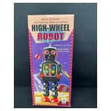 Wind-Up Robot Toy High Wheel Robot MS-436 Box & Key