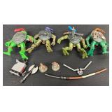 Vintage Teenage Mutant Ninja Turtles Figure Lot With Accessories (Lot of 4)