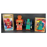 Vintage Tin Toy Robots Chief Robot & Robot With Wheels (Lot of 2)