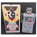 Vintage Tin Metal Robot R-1 Rocket USA with Original Box