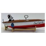 Vintage Tin Wind-Up Toys Schylling Felix the Cat Speedboat, Cowboy & City Cab (Lot of 3)