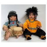 Porcelain Dolls - Danbury Mint Parillo Art Effects Little Breeze & Song of the Sioux (Lot of 2)