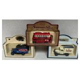 Die-Cast Collectible Vehicle Mixed Lot of 3 - Stevelyn Souvenir Bus, Atlas Tire Truck & Hamleys Box