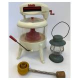 Vintage Toy Washing Machine, Bubble Pipe Toy & Victory Glass Lantern Mixed Lot
